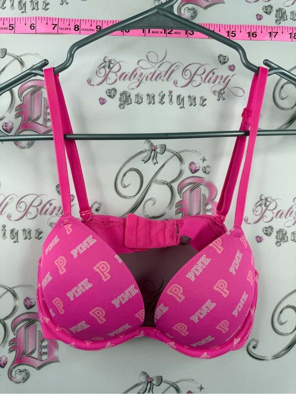 PINK Victoria's Secret Bright Pink Logo varsity style neon